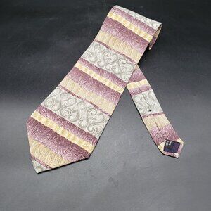 Cocktail Colors Silk Tie Plum Olive Gold Scroll 57x3.75 Made USA